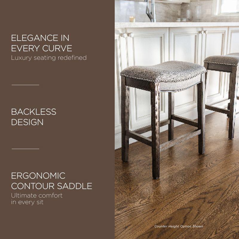 Maven Lane Maven Lane Adrien Backless Saddle Kitchen Stool with Fabric Upholstery