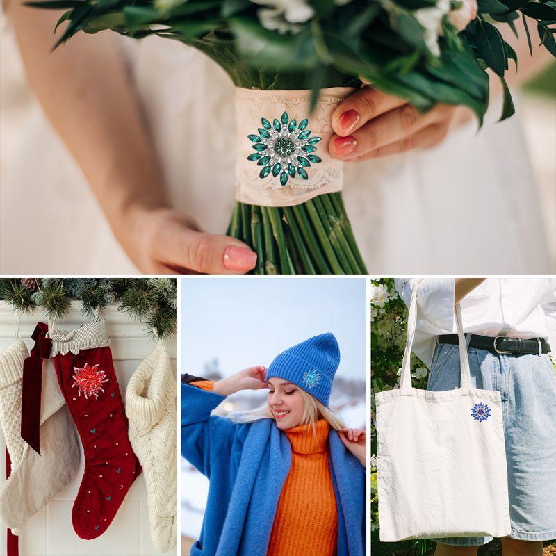 Unique Bargains Women's Rhinestone Flower Brooch Pin Red