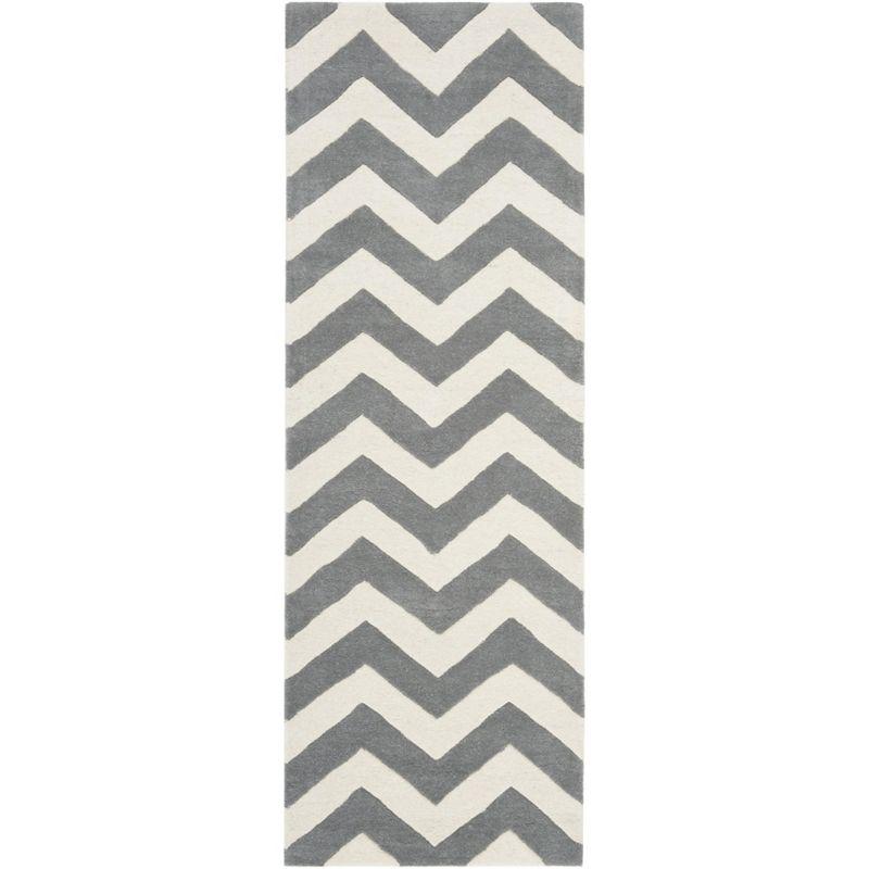 Chatham CHT715 Tufted Indoor Runner Rug - Dark Grey/Ivory - 2'3"x13' - Safavieh