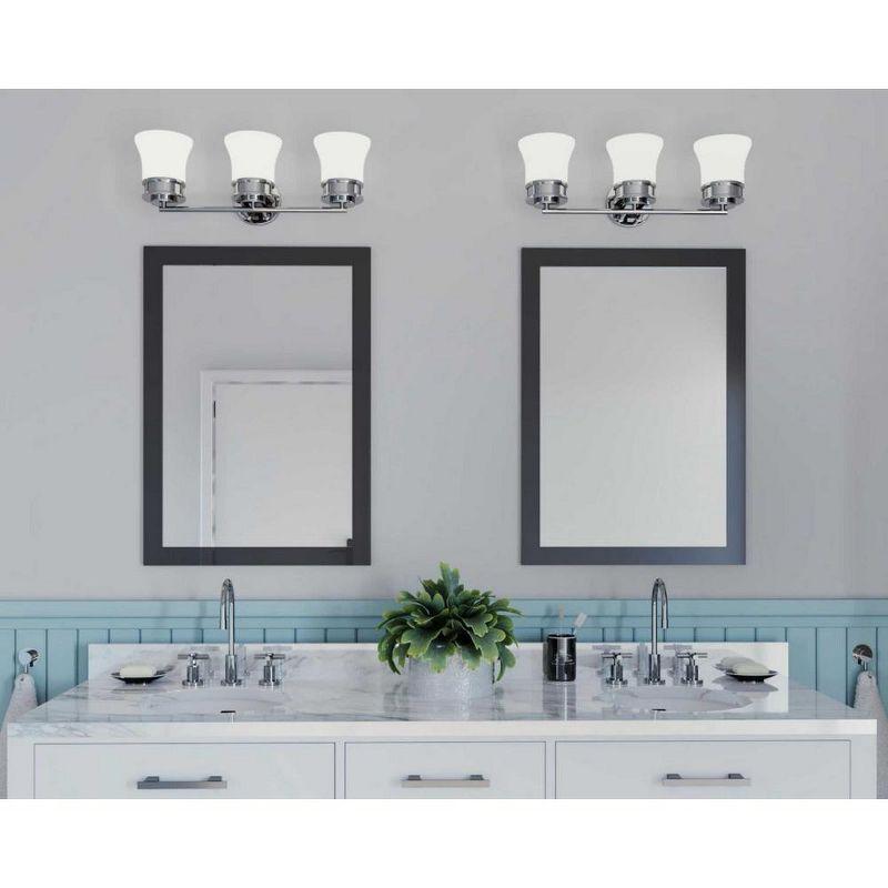 Progress Lighting Cascadia 3-Light Bath Vanity, Polished Chrome, Etched Glass Shades