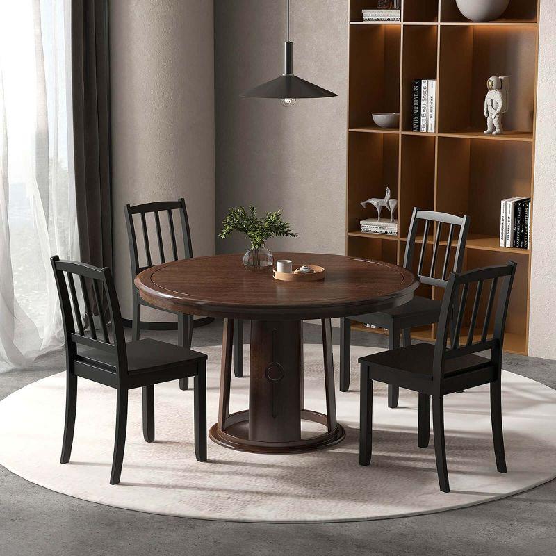 Costway Wood Dining Chair Set of 2 with Rubber Wood Legs Curved Backrest for Kitchen Black