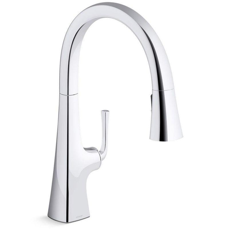 Graze Pull-Down Single Handle Kitchen Faucet With Three-Function Sprayhead With Accessories