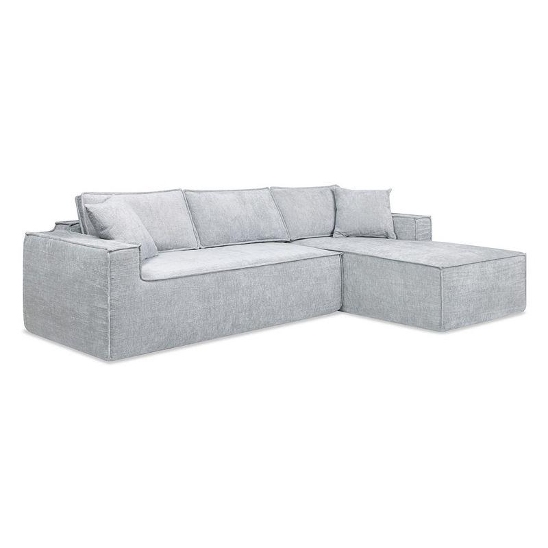 Jennifer Taylor Home Brenley 110.5" RAF Sofa-in-a-Box Sectional Sofa, Ash Gray Chenille