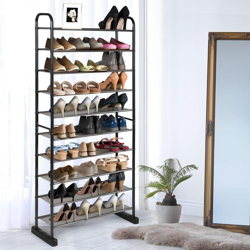 Costway 10-Tier Shoe Rack Space-saving Shoe Organizer W/Metal Frame Shoe Tower