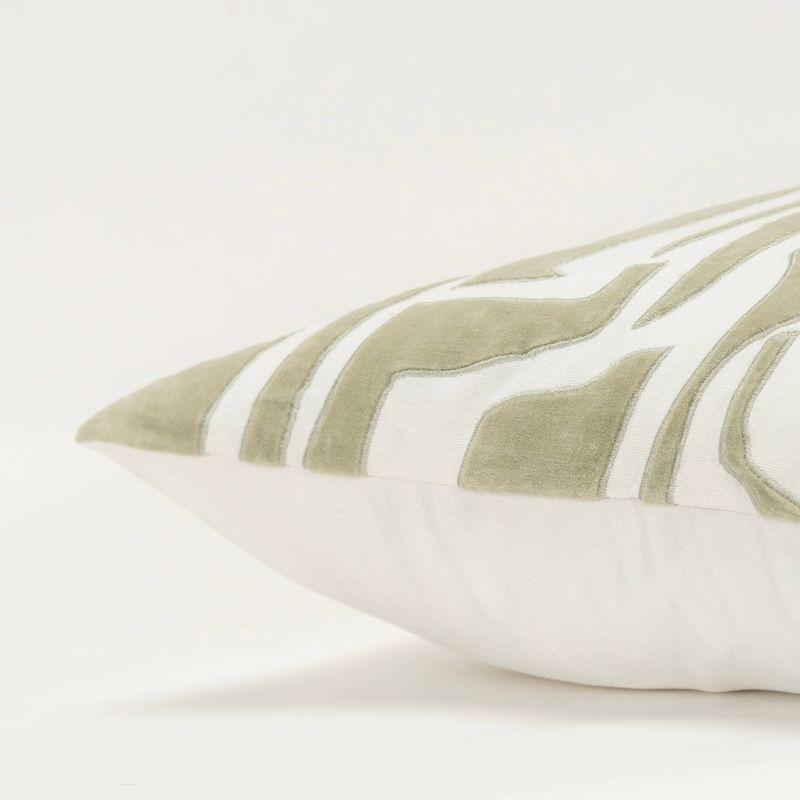 20"x20" Oversize Abstract Poly Filled Square Throw Pillow Green - Rizzy Home: Cotton Velvet, Indoor, Knife Edge, Hidden Zipper