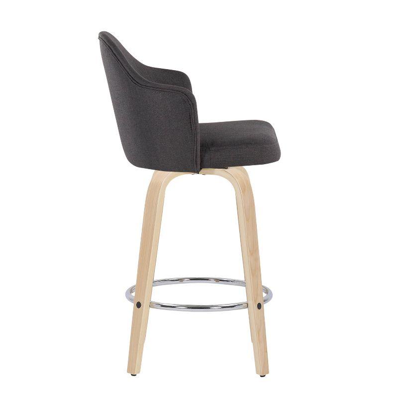 LumiSource Set of 2 Ahoy Polyester/Metal/Wood Counter Height Barstools Natural/Chrome/Charcoal