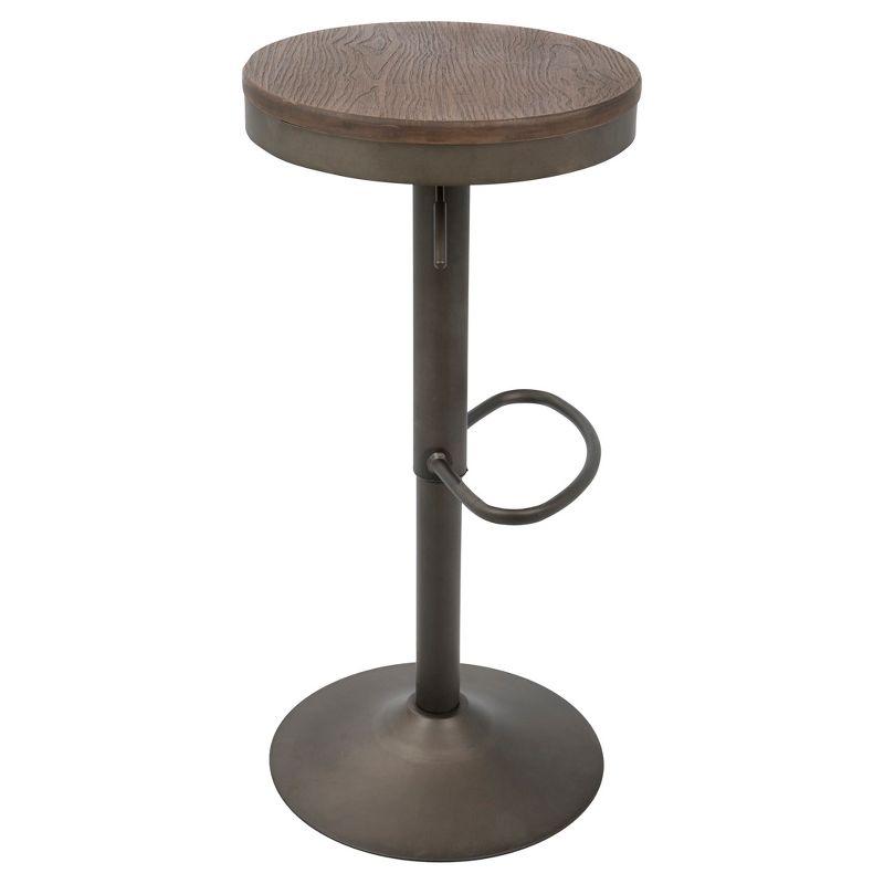 Set of 2 Dakota Adjustable Industrial Barstools Antiqued Wood - Lumisource: Metal Frame, 22.75" to 30.75" Height Range