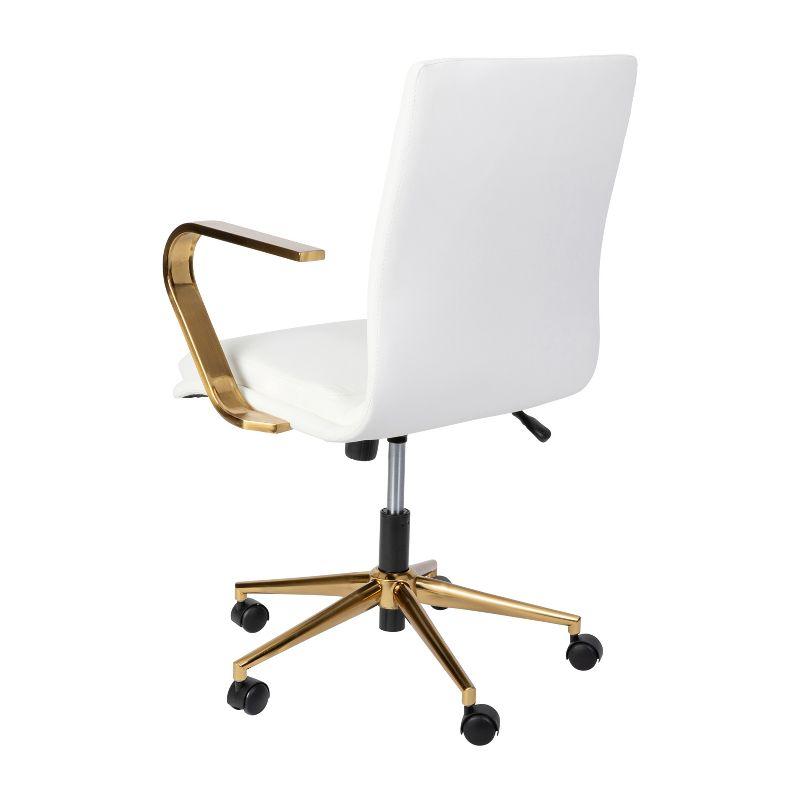 Flash Furniture James Mid-Back Designer Executive Upholstered Office Chair with Brushed Metal Base and Arms