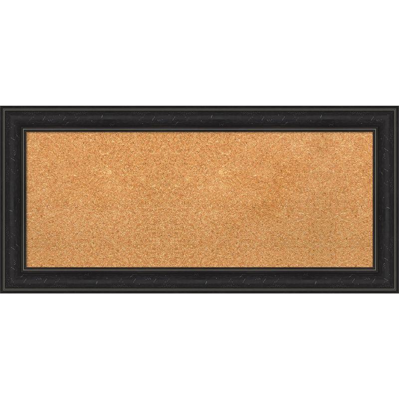 Shipwreck Black Narrow Framed Natural Corkboard 34" x 16"