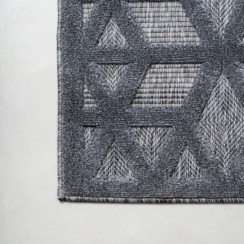 5' x 5' Talaia Neutral Geometric Indoor/Outdoor Area Rug, Dark Gray - JONATHAN Y