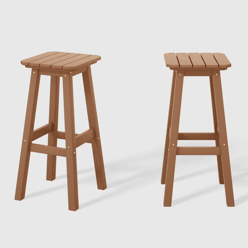 29" Brown HDPE Outdoor Armless Bar Stools Set of 2