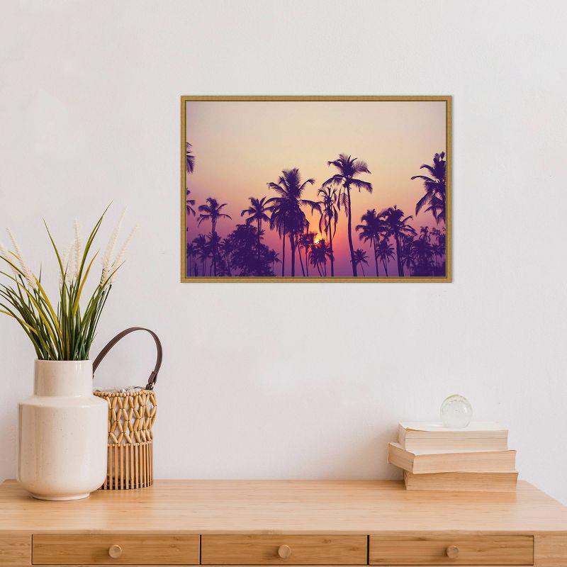 23" x 16" Palm Sky 1 by Design Fabrikken Framed Canvas Wall Art - Amanti Art: Sunrise Grove Silhouette