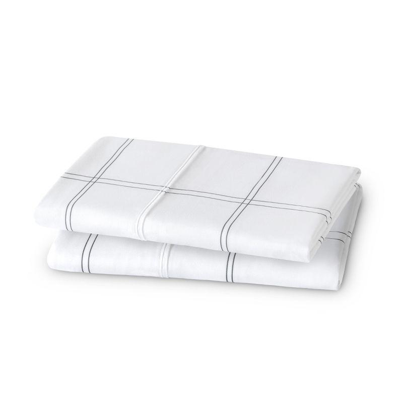 Microfiber King - Open End - 20 x 40 Modern Plaid - White/Grey Pillowcase Set by Bare Home