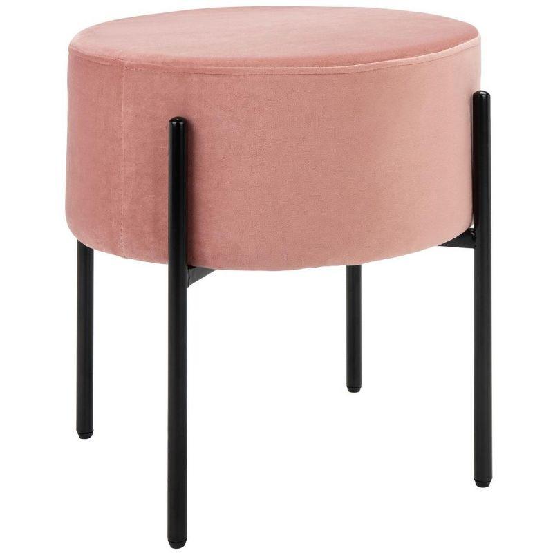 Lisbon Round Ottoman - Dusty Rose/Black - Safavieh