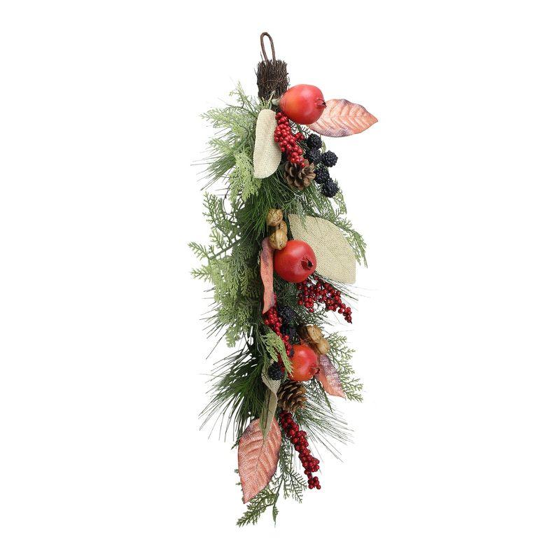 Northlight 30" Autumn Harvest Mixed Berry and Pomegranate Artificial Teardrop Swag - Unlit