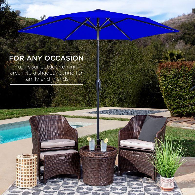 Best Choice Products 7.5ft Heavy-Duty Outdoor Market Patio Umbrella w/ Push Button Tilt, Easy Crank - Resort Blue