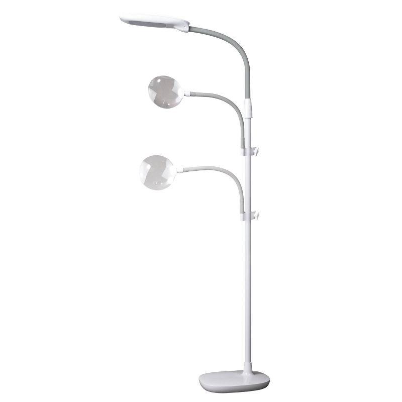 LED Floor Lamp with Magnifier - OttLite: ClearSun LED, Adjustable Height 47.5-64", Rimless Lens