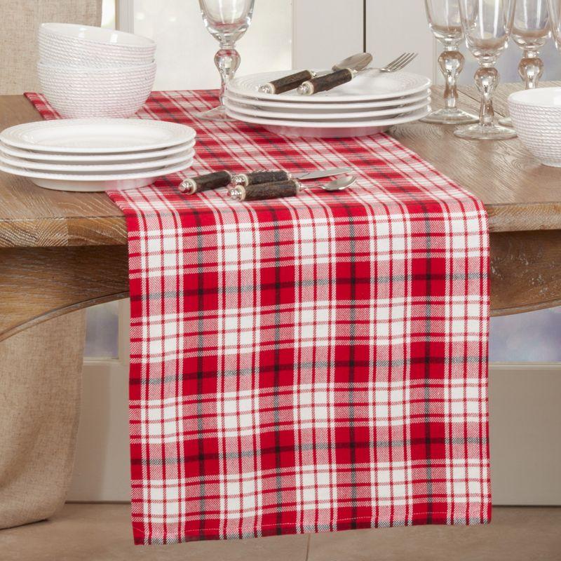 Saro Lifestyle Saro Lifestyle Dining Table Runner With Small Plaid Design, Red, 16"x72"