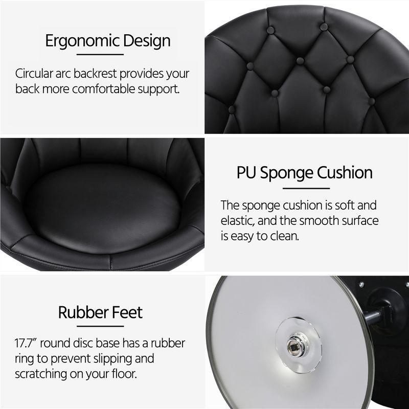 Yaheetech Height Adjustable Swivel Upholstered Round Accent Chair Barrel Chair-Black