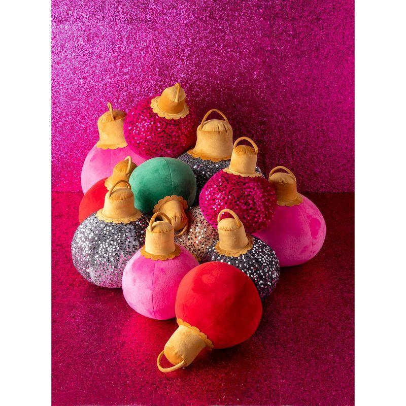 Shiraleah Red Christmas Ornament Bauble Pillow, Small