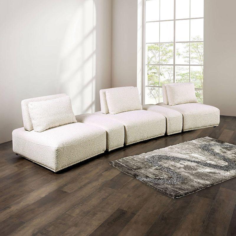 HOMES: Inside + Out 5pc Povoa 159" Modular Curved Sectional Sofa Modern Boucle with Extendable Backrest Beige