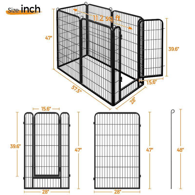 Yaheetech 6 Panels 47.5" Dog Playpen Panels Iron Dog Cat Exercise Barrier, Black