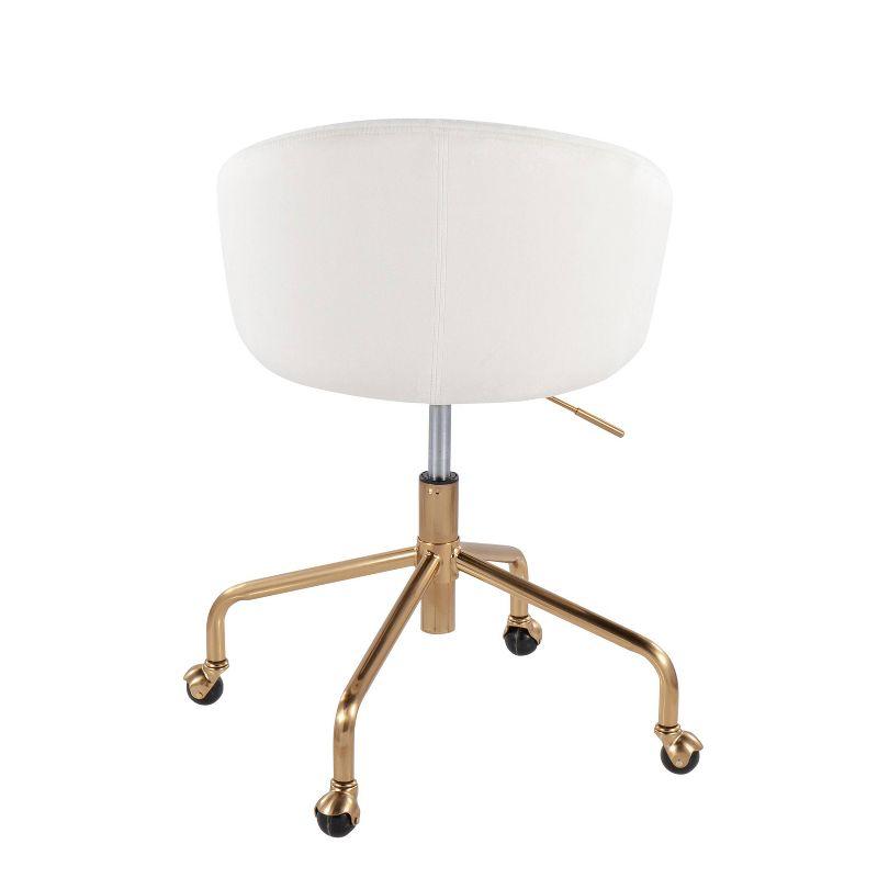 Claire Velvet Task Chair with Gold Armrests & Base, Adjustable Height - LumiSource