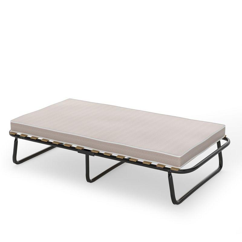 Twin Black Metal Folding Bed with Memory Foam Mattress