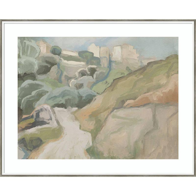 41" x 33" Abstract Landscape Lithograph in White Frame