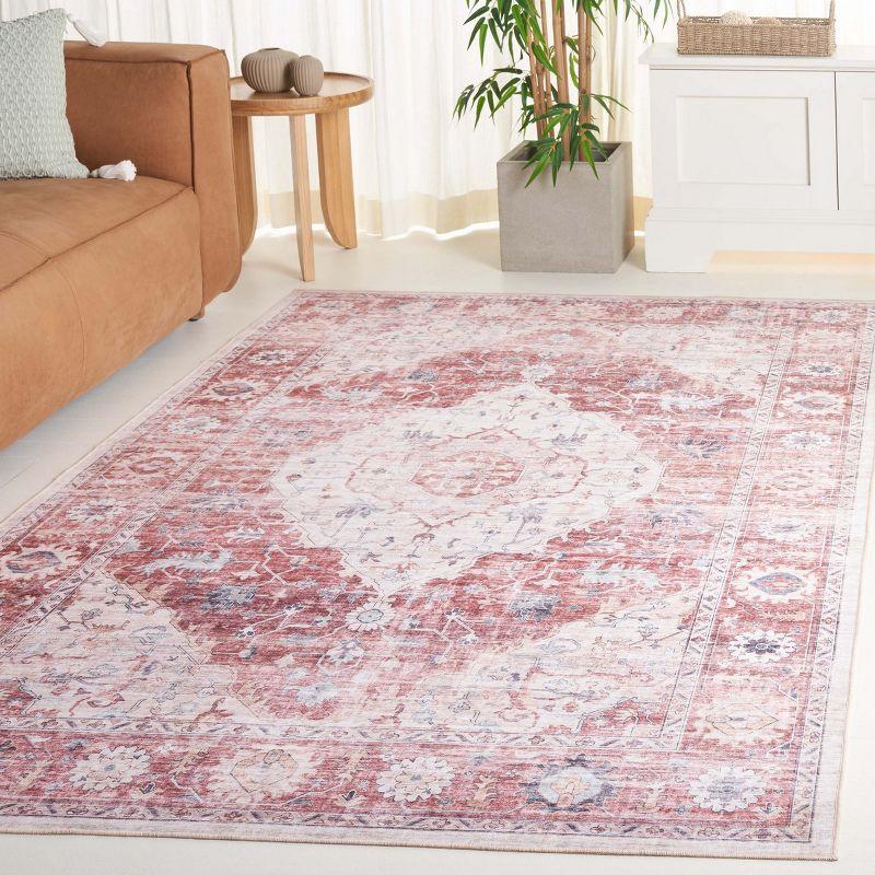 Arizona ARZ517 Power Loomed Machine Washable Area Rug - Light Red/Beige - 5'x8' - Safavieh.