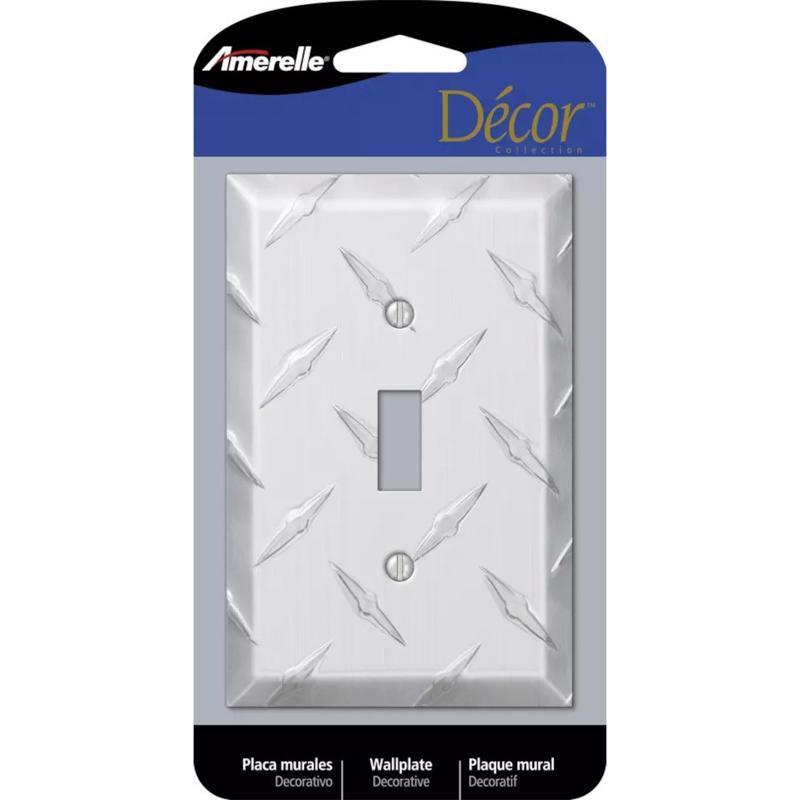 Amerelle Diamond Silver 1-Gang Aluminum Toggle Wall Plate