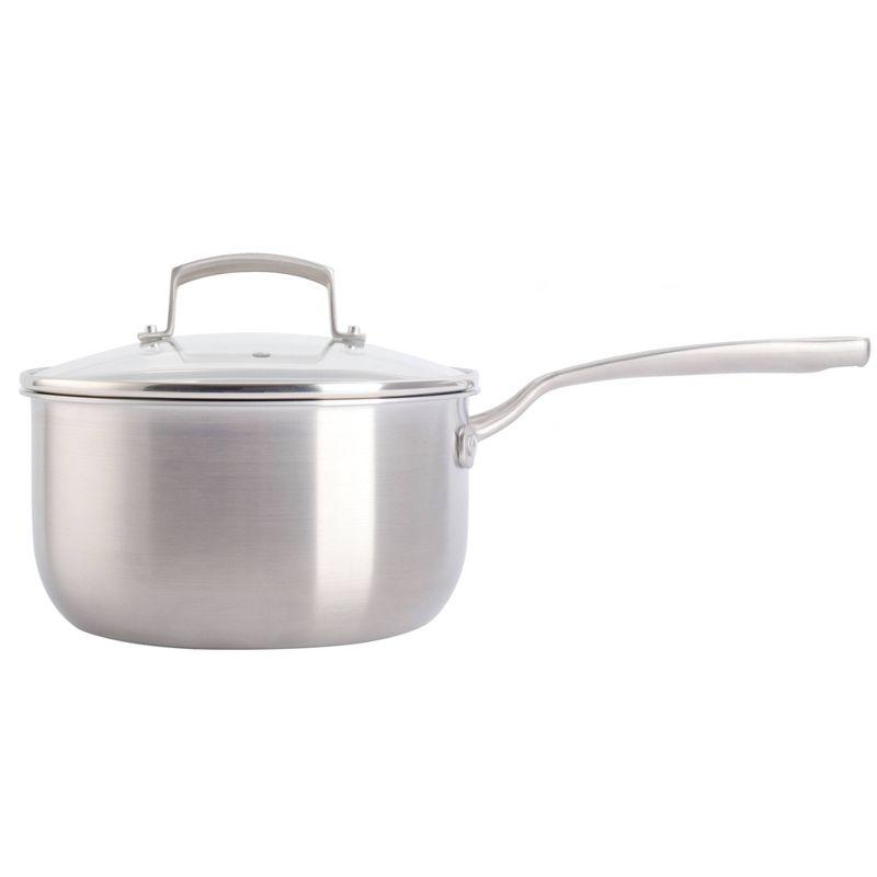 Babish 3.5-Quart Stainless Steel Non-Stick Saucier with Glass Lid