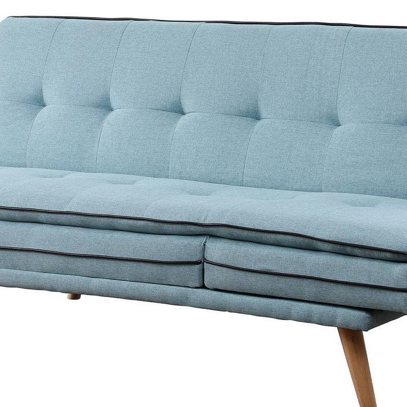 72" Savilla Sectional Sofa Blue Linen/Oak Finish - Acme Furniture: Adjustable, Tufted, with Pillow