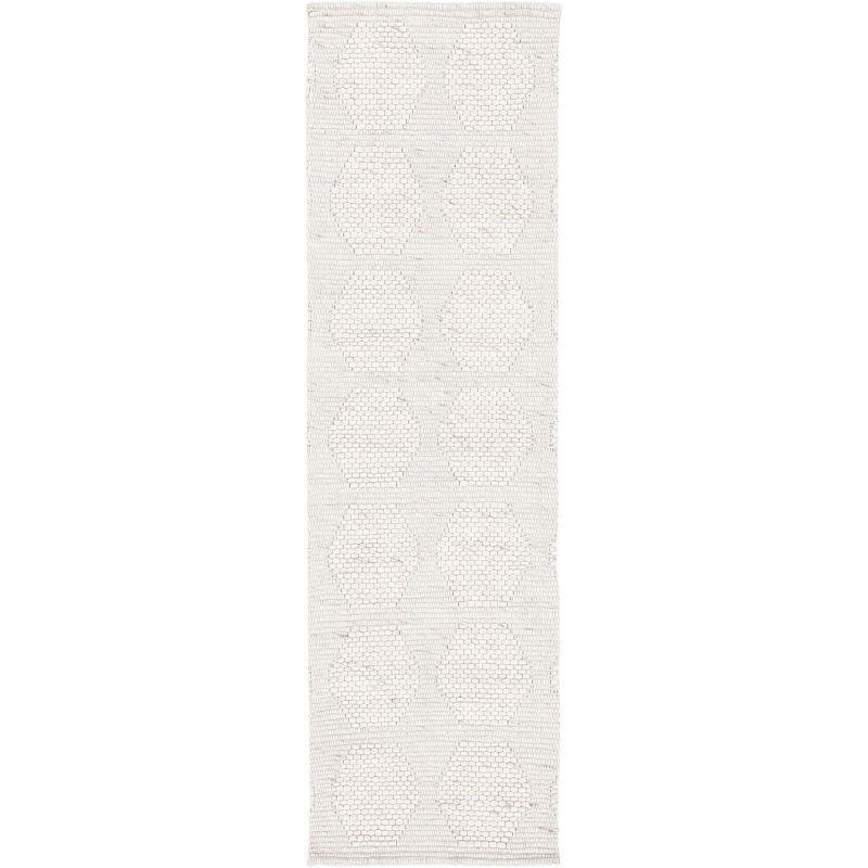 Marbella Beige Flat Woven Geometric Wool Runner Rug