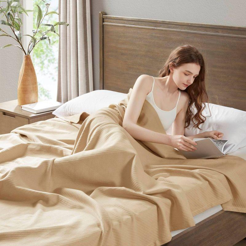 Bed Blanket Liquid Cotton Twin Linen: Madison Park, Lightweight, Year-Round Comfort, No Fill, Machine Washable