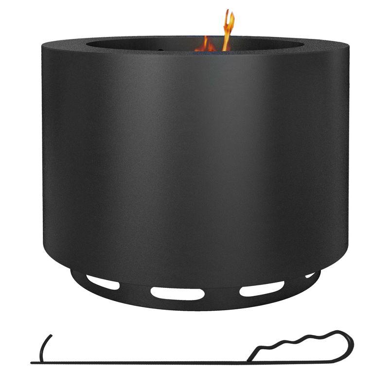 SHANRUGUOJI Outsunny Smokeless Fire Pit, 19" Portable Wood Burning Firepit With Poker, Low Smoke Camping Bonfire Stove For Backyard Patio Picnic, Stainless Steel