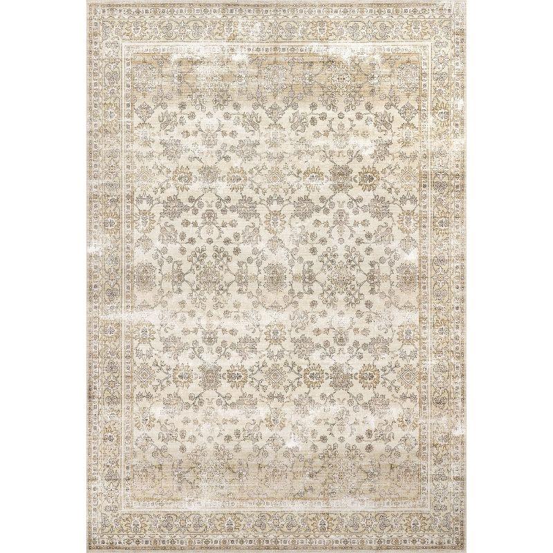 Nuloom Deadra Medallion 6 Round Machine Washable Indoor Area Rug for Living Room Bedroom Dining Room Kitchen, Beige/Ivory
