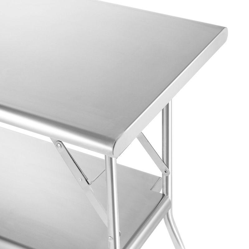 Heavy-Duty 48" x 24" Stainless Steel Folding Work Table with Undershelf