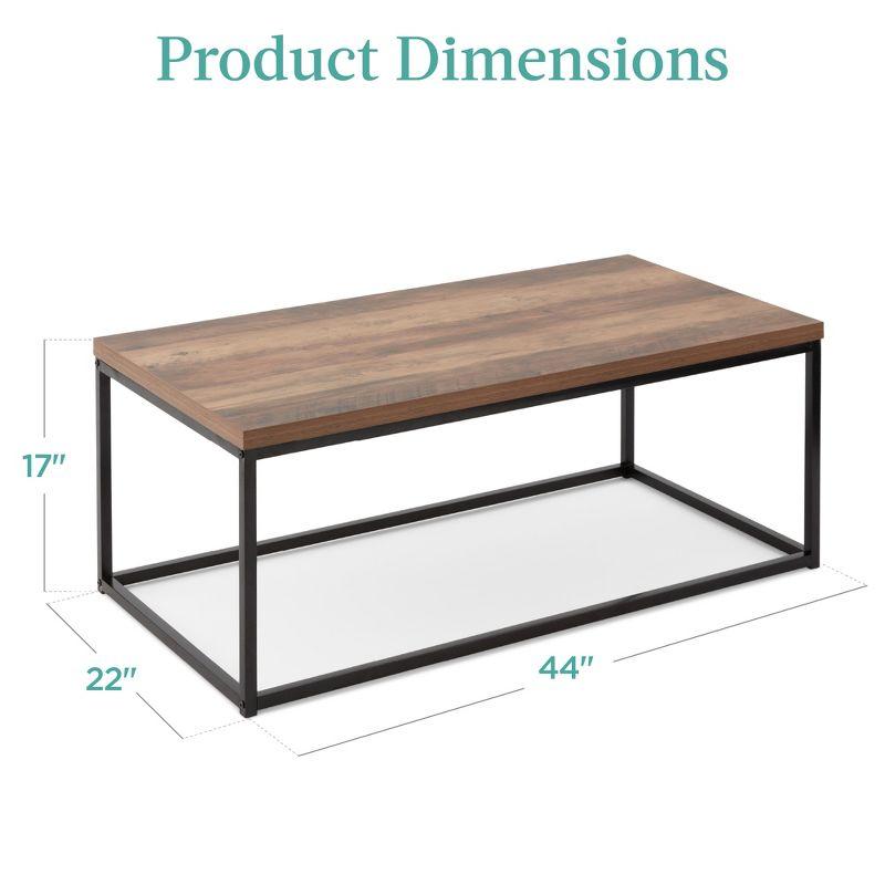 Rustic Brown Rectangular Wood Coffee Table with Steel Frame