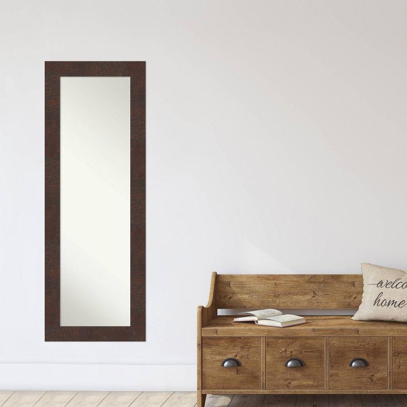 19" x 53" Non-Beveled Wildwood Brown Full Length on The Door Mirror - Amanti Art: Polystyrene Frame, Includes Mounting Hardware