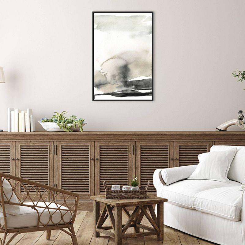 Ebony Horizon Watercolor Canvas Print with Float Frame