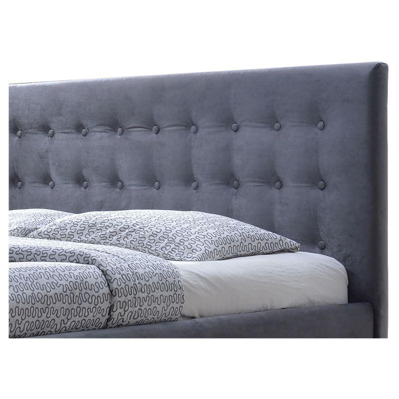 Queen Gray Velvet Tufted Upholstered Platform Bed