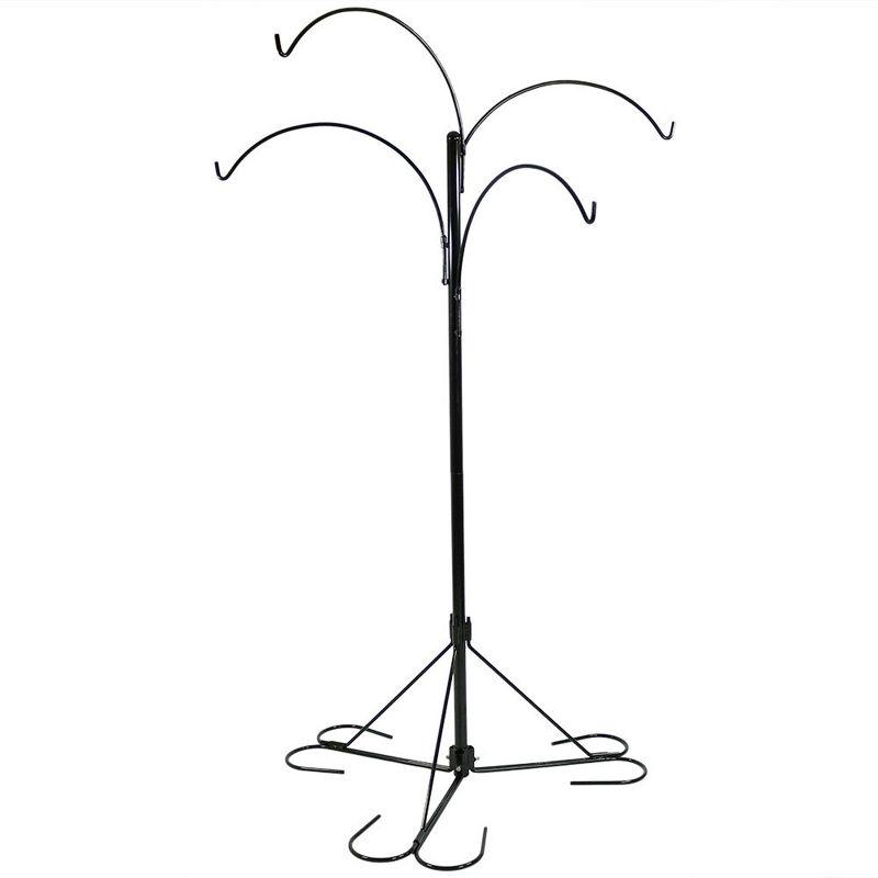 Sunnydaze 4-Arm Garden Hanging Basket Flower Plant Stand with Adjustable Arms - 84" - Black