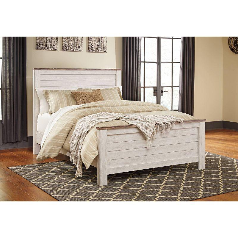 Queen Willowton Panel Headboard Whitewash - Signature Design by Ashley: Faux Wood Laminate, Bed Frame Mounted