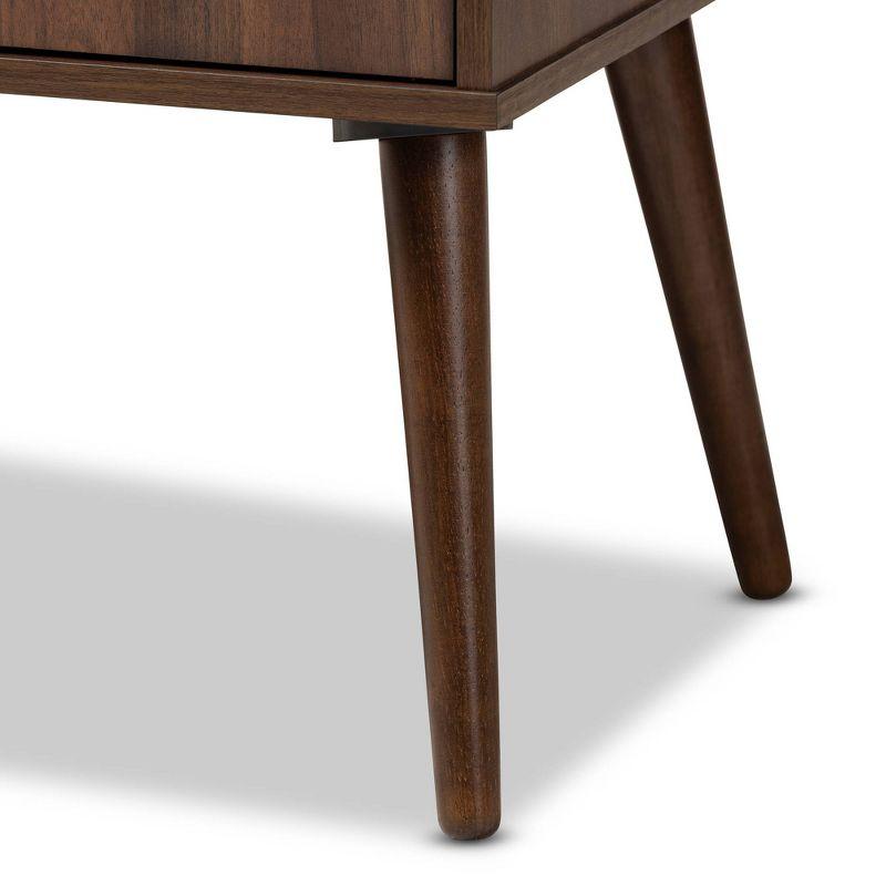 Alard 2 Door Wood TV Stand for TVs up to 50" Walnut - Baxton Studio: Mid-Century Modern Media Console with Fixed Shelves