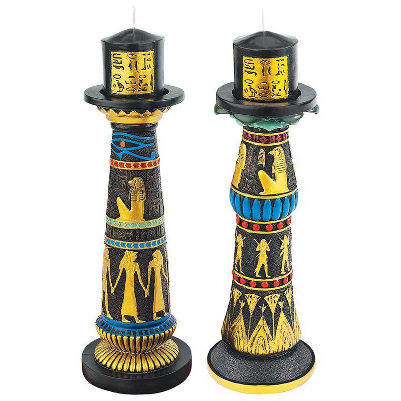 Temple Of Luxor Candleholders 11'' H Resin Tabletop Candlestick