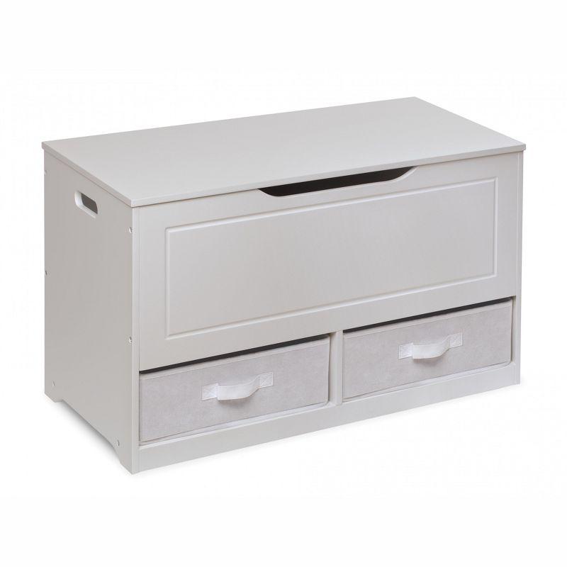 Badger Basket Up and Down Toy and Storage Box and Bench with Two Baskets - White