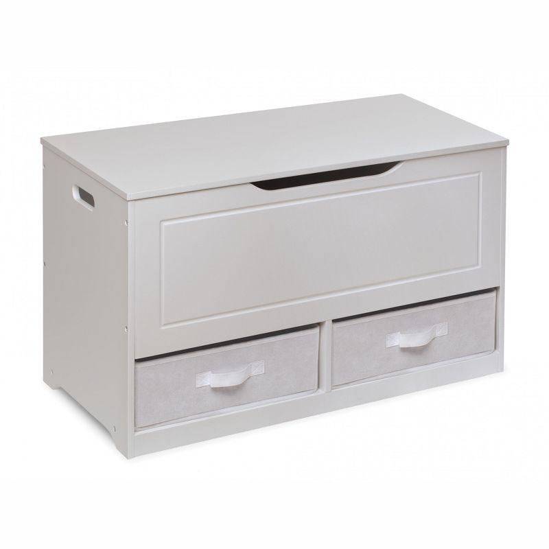 Dual-Tone White & Gray Toy Storage Bench with Reversible Baskets