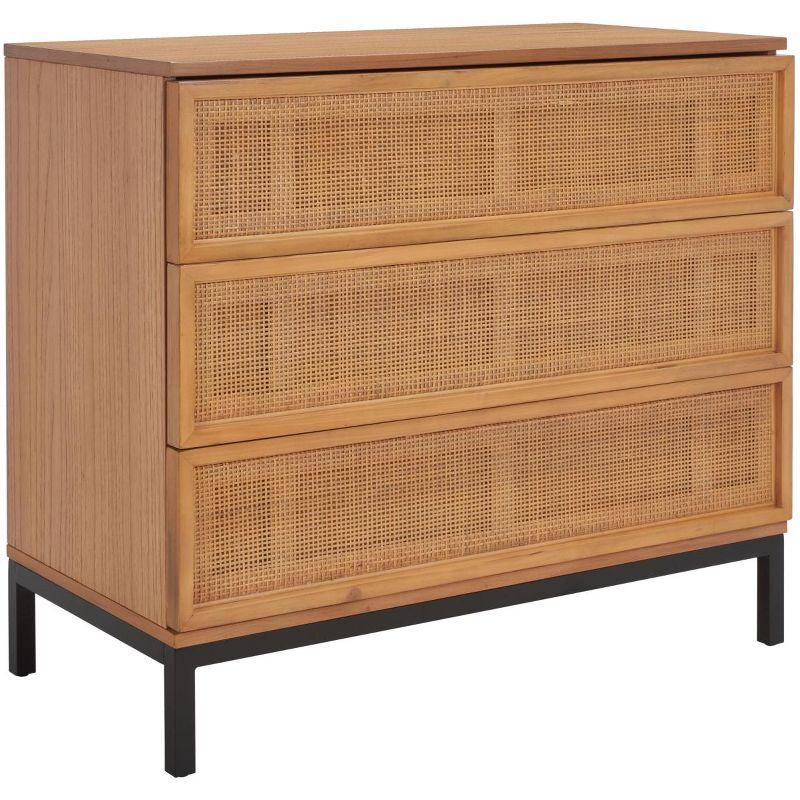 Zadie 3 Drawer Rattan Chest - CHS5004 - Natural/Black - Safavieh