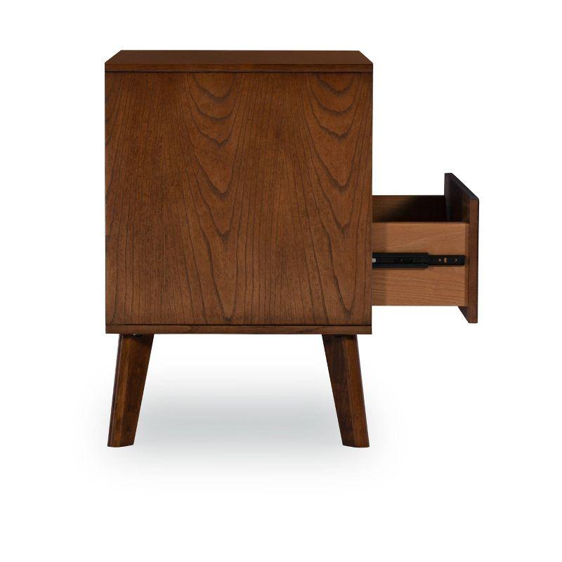 Reid Mid-Century Modern Wood 1 Drawer Nightstand Walnut - Linon: Bedside Table with Shelf & Storage